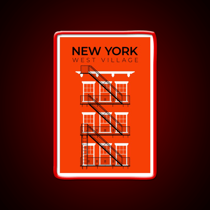 New York West Village Fire Escape Asian Cultural Led Neon Sign Rgb Color - Shineneon