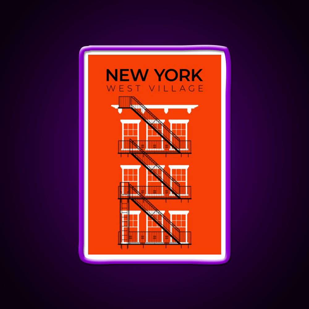 New York West Village Fire Escape Asian Cultural Led Neon Sign Rgb Color - Shineneon