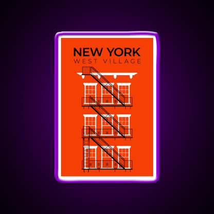 New York West Village Fire Escape Asian Cultural Led Neon Sign Rgb Color - Shineneon