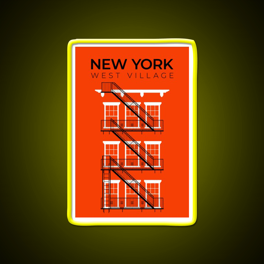 New York West Village Fire Escape Asian Cultural Led Neon Sign Rgb Color - Custom LED neon sign front view