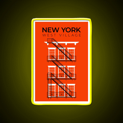 New York West Village Fire Escape Asian Cultural Led Neon Sign Rgb Color - Custom LED neon sign front view