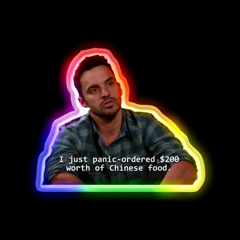Nick Panic Ordered Chinese Food Led Neon Sign Chinese Food Rgb Color