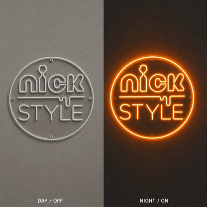 Nick Style LED Neon Sign Garage Man Cave Neon Sign day and night comparison