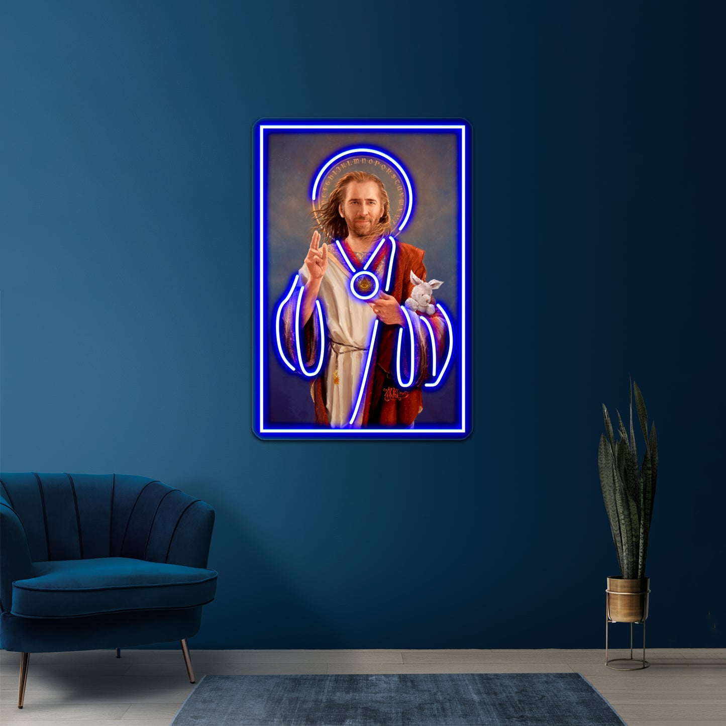 Nicolas Cage Saint Original Religious Painting Artwork Neon Sign Led