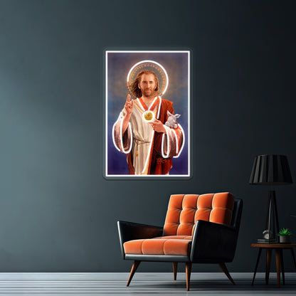 Nicolas Cage Saint Original Religious Painting Artwork Neon Sign Led