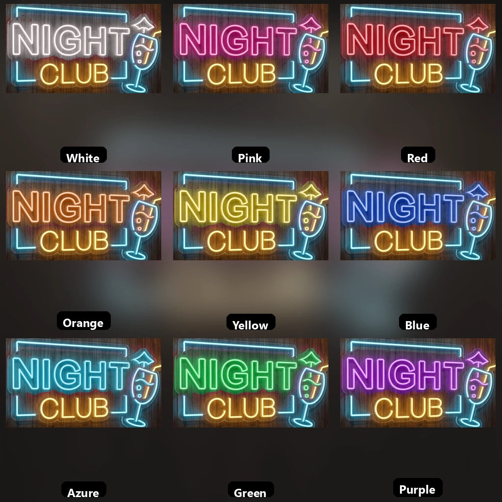 Night Club LED Neon Sign - 05 Color Grid