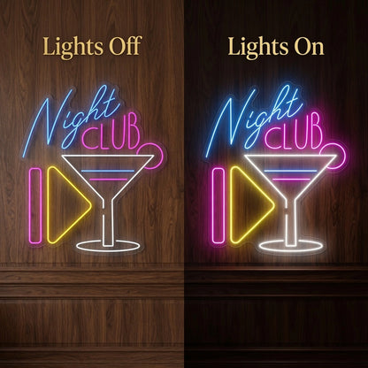 Night Club LED Neon Sign Home Wall Art - 06 Day Night Comparison