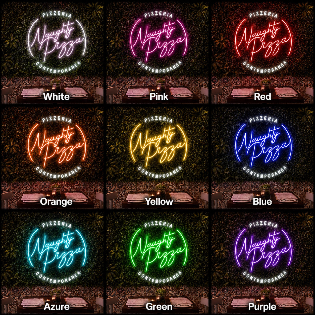 Night Time Pizza LED Neon Sign - 05 Color Grid