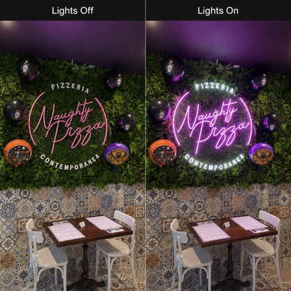 Night Time Pizza LED Neon Sign - 06 Day Night Comparison