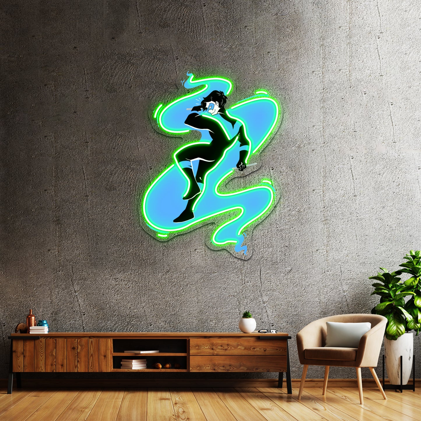 Nightwing In Blue Artwork Neon Sign Led