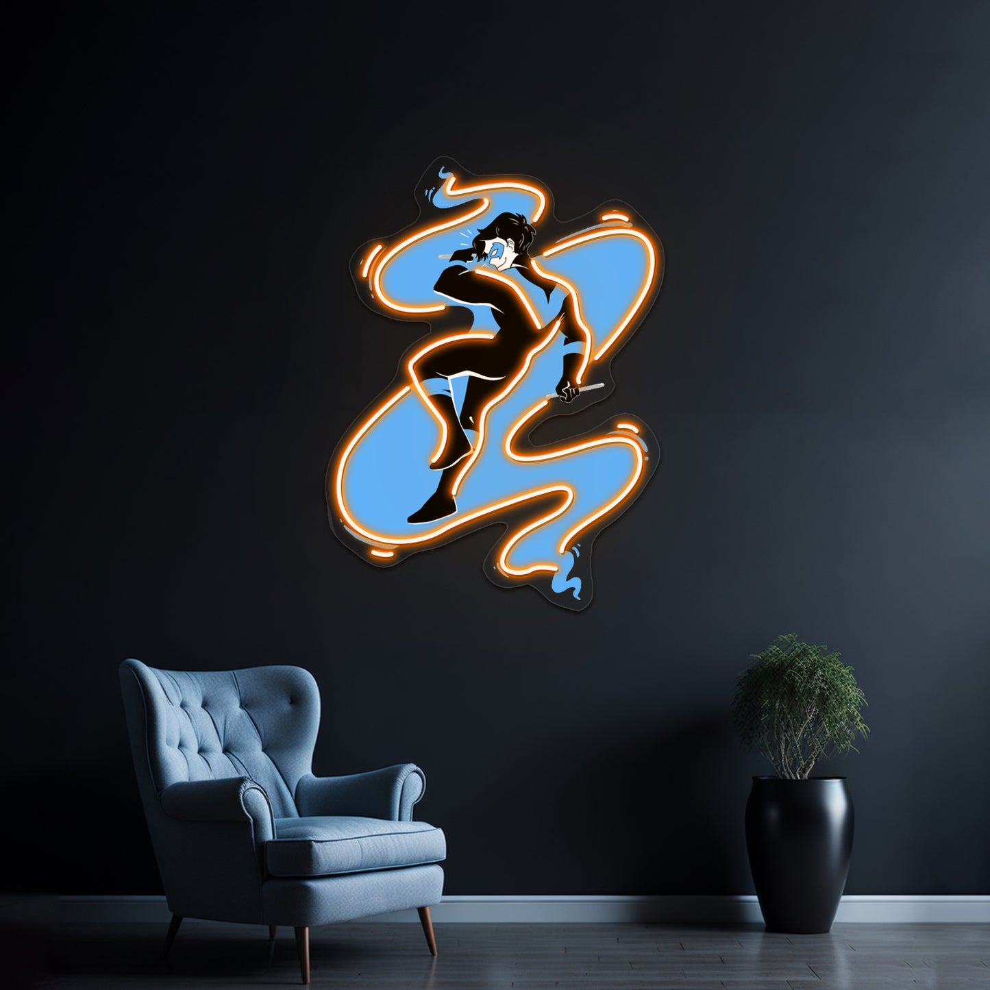 Nightwing In Blue Artwork Neon Sign Led