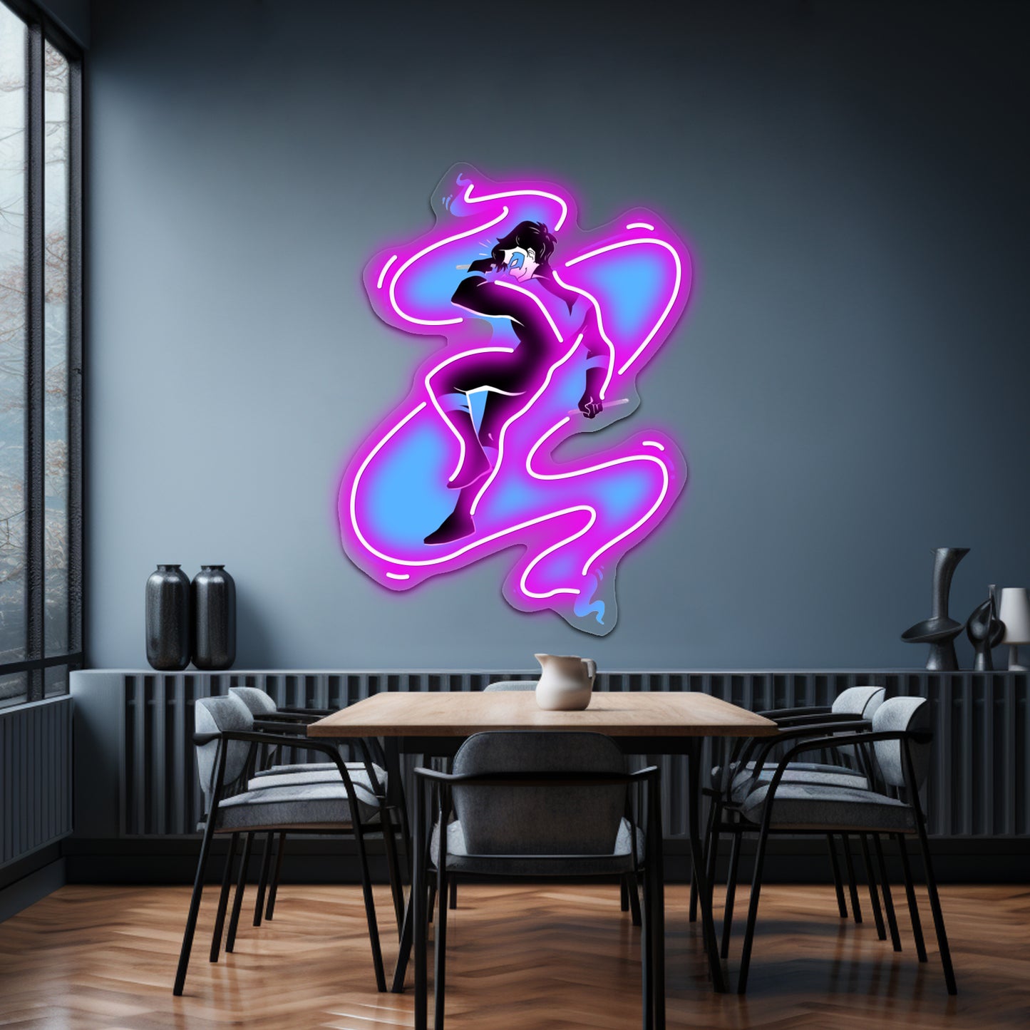 Nightwing In Blue Artwork Neon Sign Led