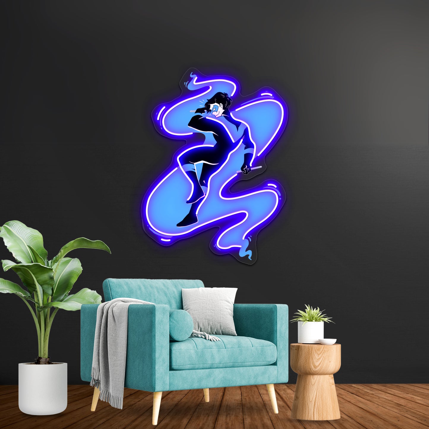 Nightwing In Blue Artwork Neon Sign Led