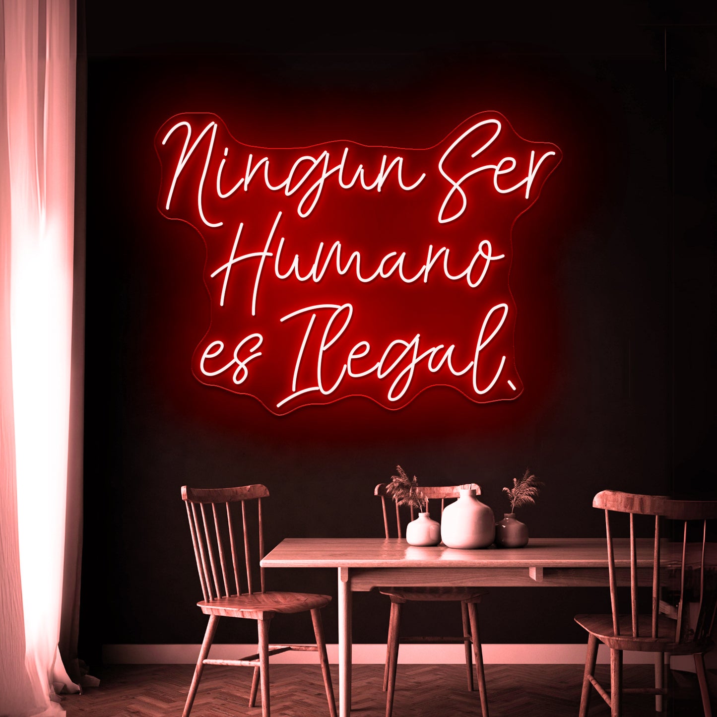 Ningun Ser Humano Es Ilegal Wall Artwork Neon Signs