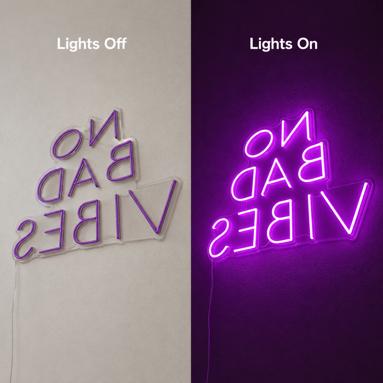 No Bad Vibes LED Neon Sign Bedroom Wall Art - Shineneon