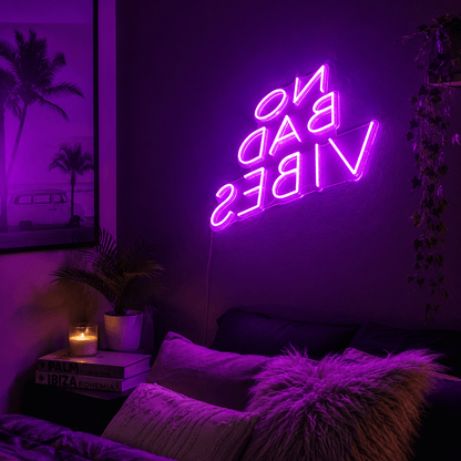 No Bad Vibes LED Neon Sign Bedroom Wall Art - Shineneon