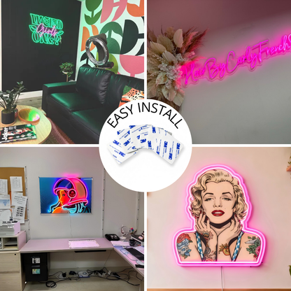 No - Drill Neon Sign Mounting Tape Pads - Strong Double - Sided Foam Adhesive (6 pcs) - Shineneon