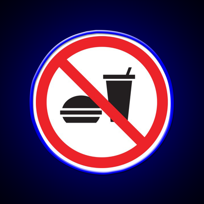 No Food Or Drink Caution Sign Fast Food Led Neon Sign For Burger Place Rgb Color