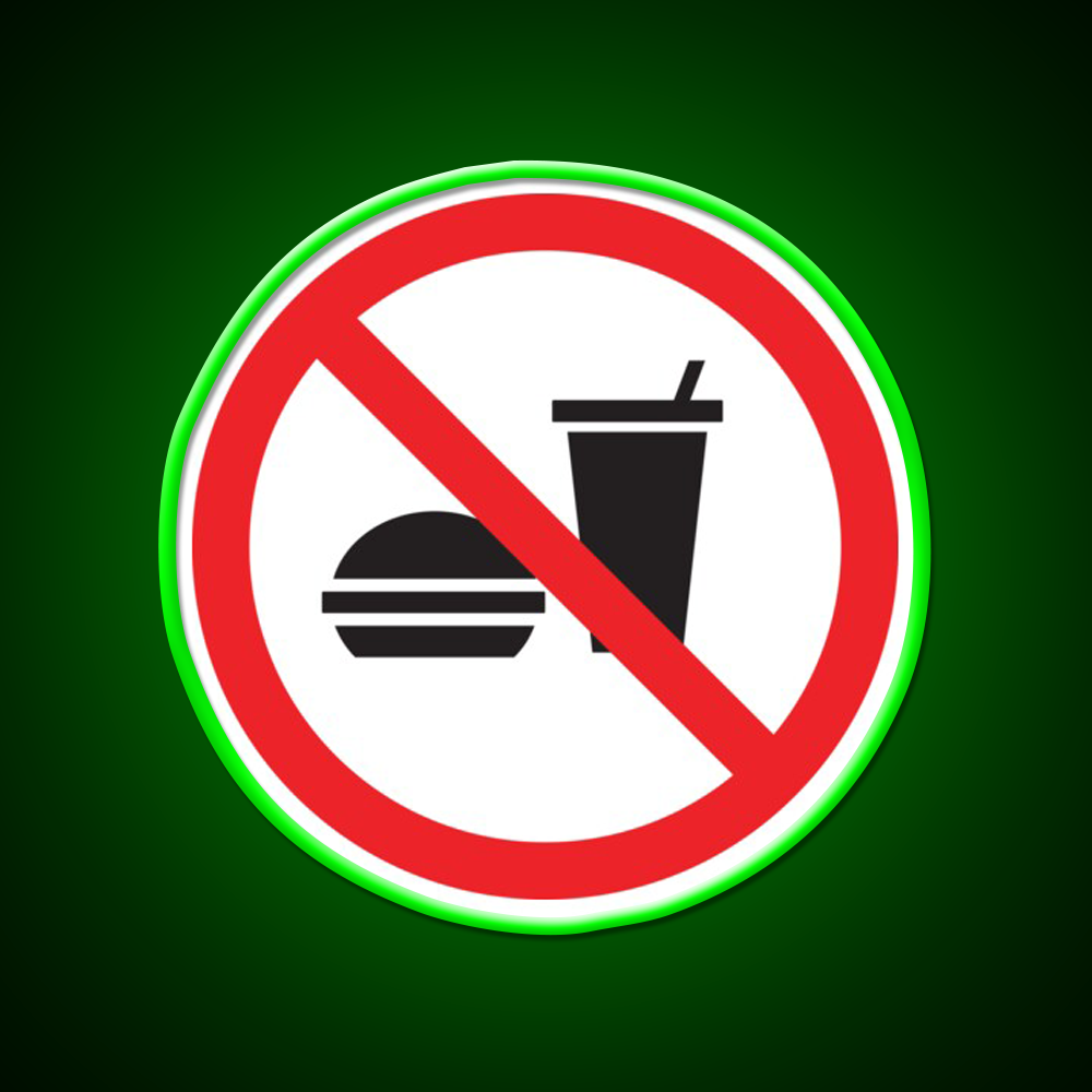 No Food Or Drink Caution Sign Fast Food Led Neon Sign For Burger Place Rgb Color