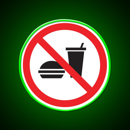 No Food Or Drink Caution Sign Fast Food Led Neon Sign For Burger Place Rgb Color