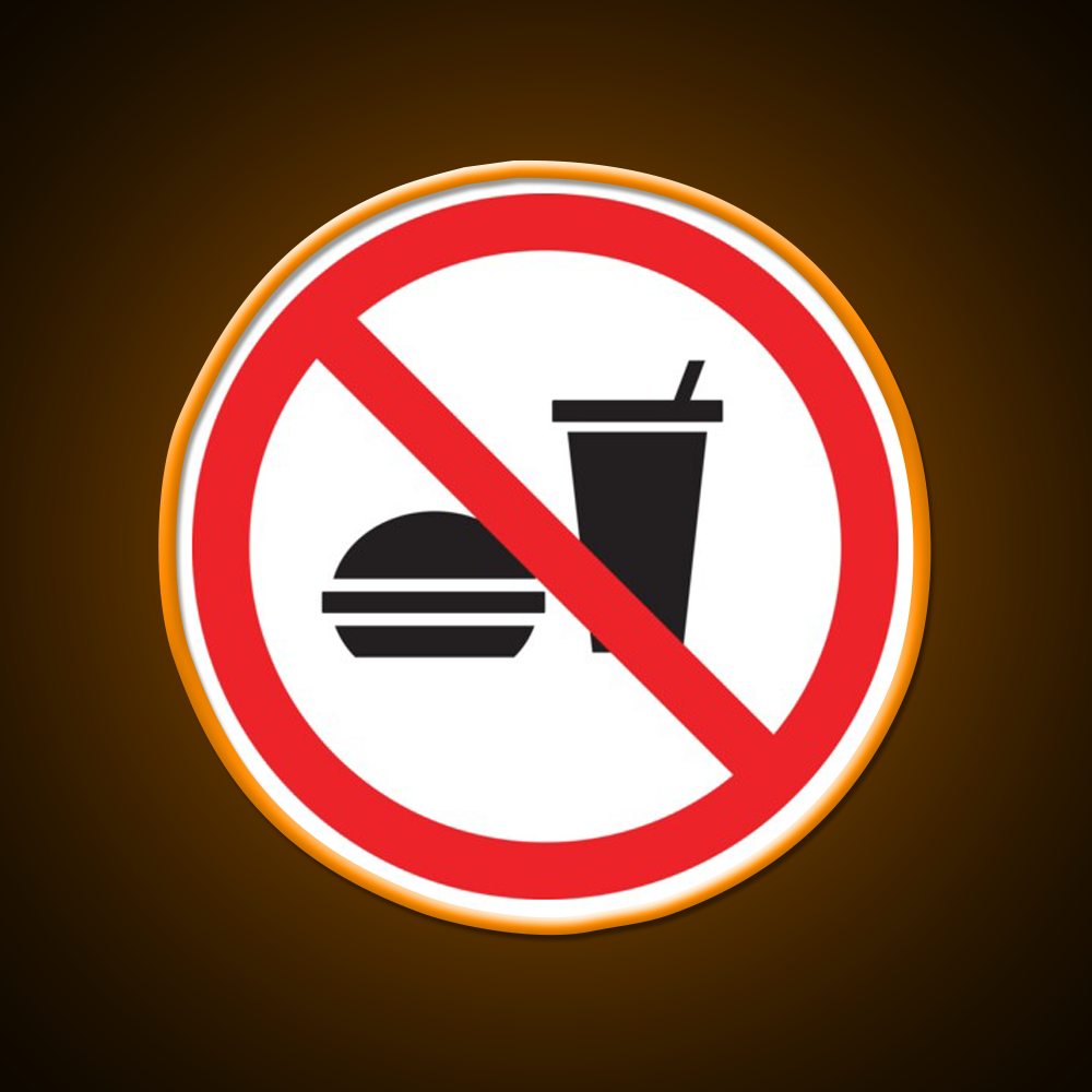 No Food Or Drink Caution Sign Fast Food Led Neon Sign For Burger Place Rgb Color
