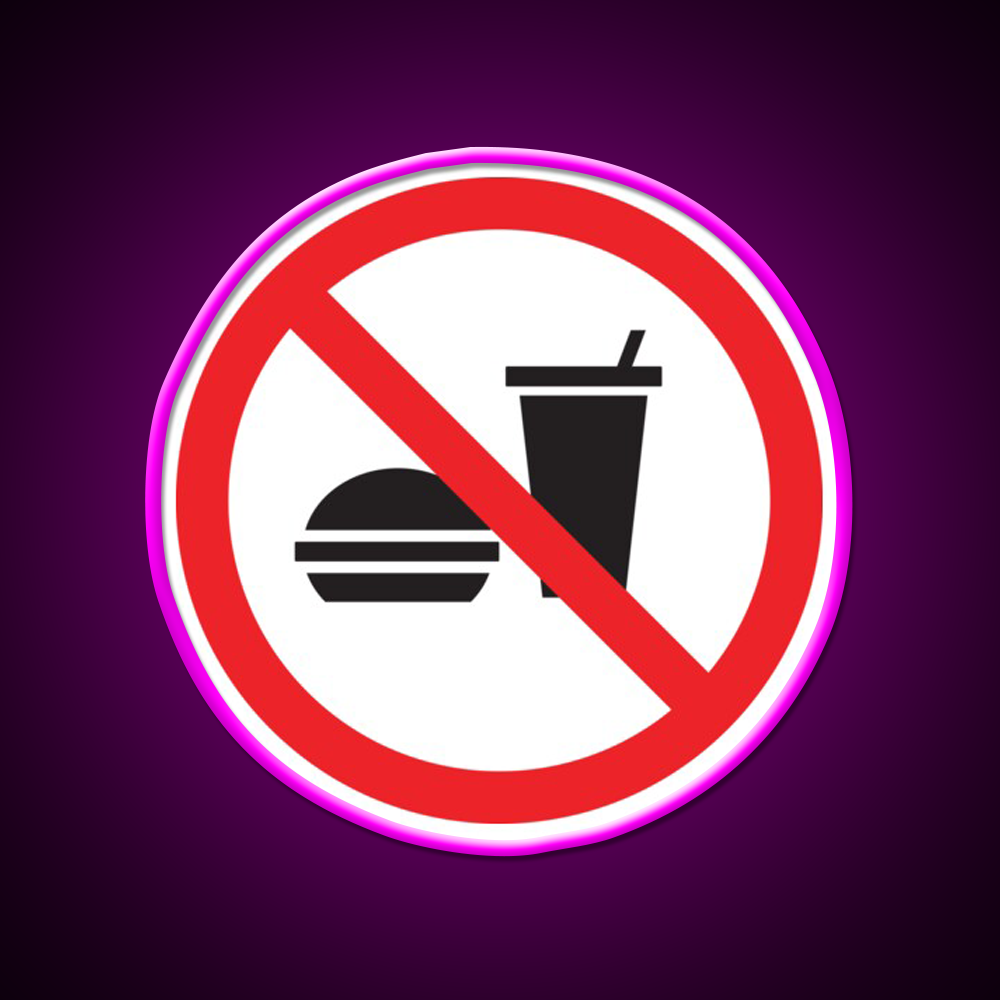 No Food Or Drink Caution Sign Fast Food Led Neon Sign For Burger Place Rgb Color