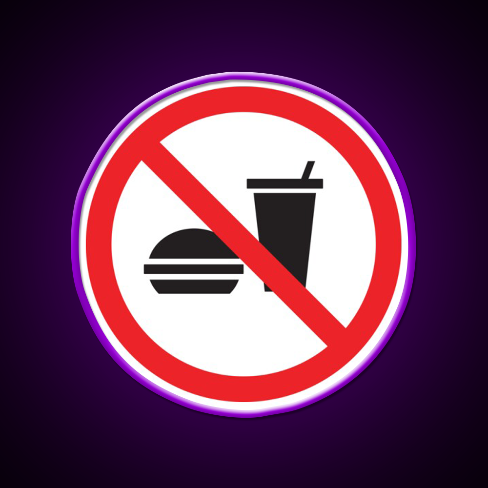 No Food Or Drink Caution Sign Fast Food Led Neon Sign For Burger Place Rgb Color