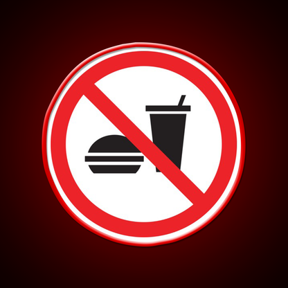 No Food Or Drink Caution Sign Fast Food Led Neon Sign For Burger Place Rgb Color