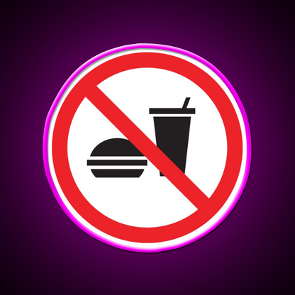 No Food Or Drink Caution Sign Fast Food Led Neon Sign For Burger Place Rgb Color - Shineneon