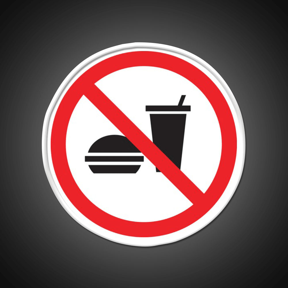 No Food Or Drink Caution Sign Fast Food Led Neon Sign For Burger Place Rgb Color - Shineneon