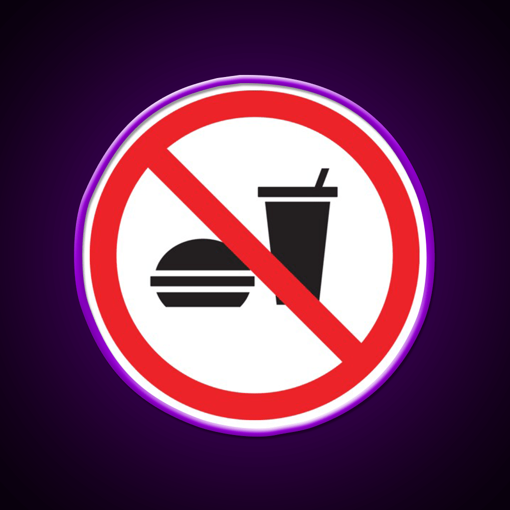 No Food Or Drink Caution Sign Fast Food Led Neon Sign For Burger Place Rgb Color - Shineneon