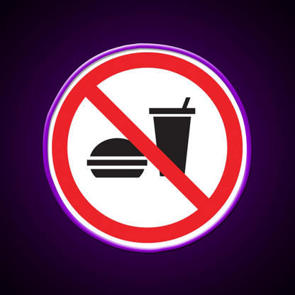 No Food Or Drink Caution Sign Fast Food Led Neon Sign For Burger Place Rgb Color - Shineneon