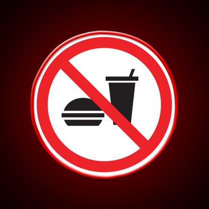 No Food Or Drink Caution Sign Fast Food Led Neon Sign For Burger Place Rgb Color - Shineneon