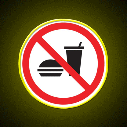 No Food Or Drink Caution Sign Fast Food Led Neon Sign For Burger Place Rgb Color