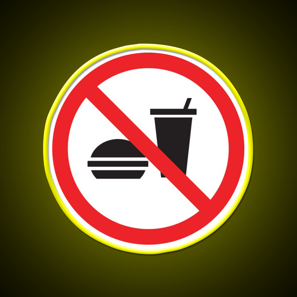 No Food Or Drink Caution Sign Fast Food Led Neon Sign For Burger Place Rgb Color