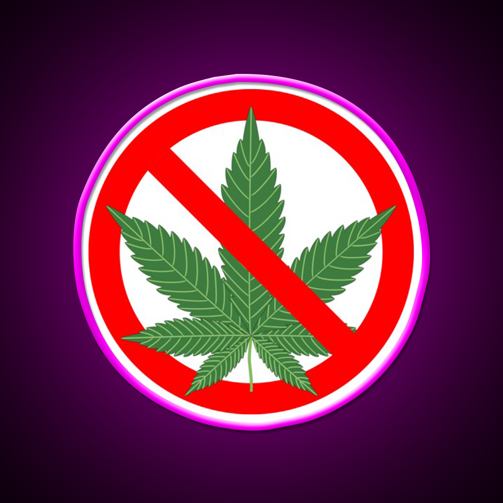 No Hemp Inspired Green Leaf Led Neon Sign Rgb Color - Neon sign mounted on wall in room