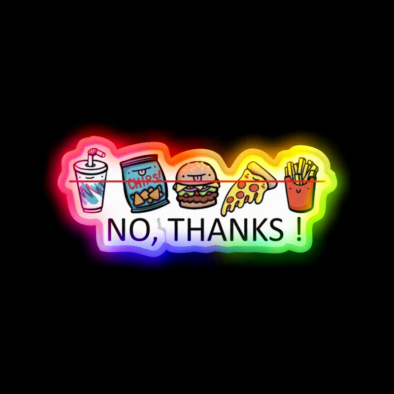 No Junk Food Gym Fitness Led Neon Sign Rgb Color