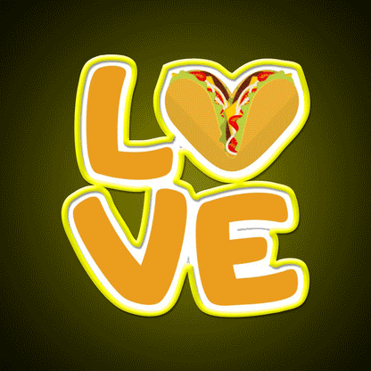 No Love No Tacos La Carreta Funny Taco Led Neon Sign Rgb Color - Custom LED neon sign front view