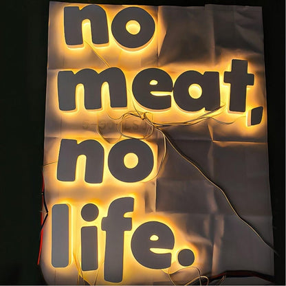 No Meat No Life 3D Backlit Channel Letters Led Light Sign - Shineneon