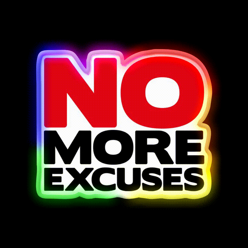 No More Excuses Gym Fitness Led Neon Sign Rgb Color