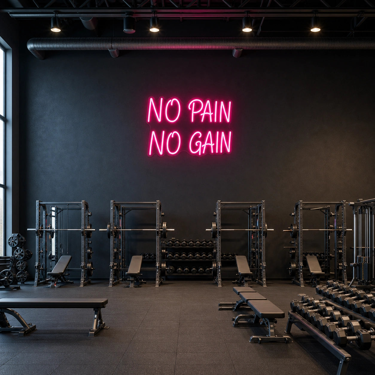 No Pain Gain LED Neon Sign Garage Man Cave Neon Sign size image