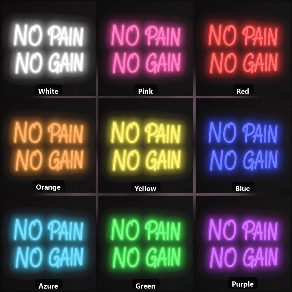 No Pain Gain LED Neon Sign Garage Man Cave Neon Sign color grid