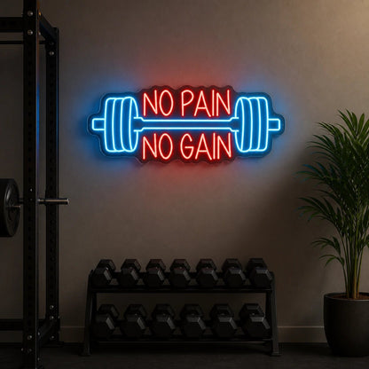 No Pain No Gain Barbell Vintage LED Neon Sign - Shineneon