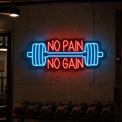 No Pain No Gain Barbell Vintage LED Neon Sign - Shineneon