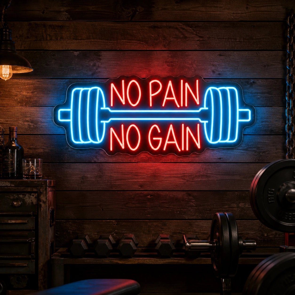 No Pain No Gain Barbell Vintage LED Neon Sign - Shineneon