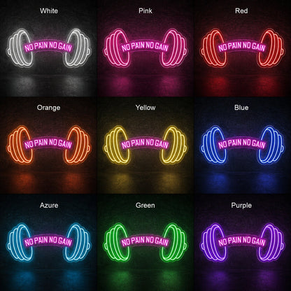 No Pain No Gain Dumbbell Neon Sign LED Neon Sign color grid