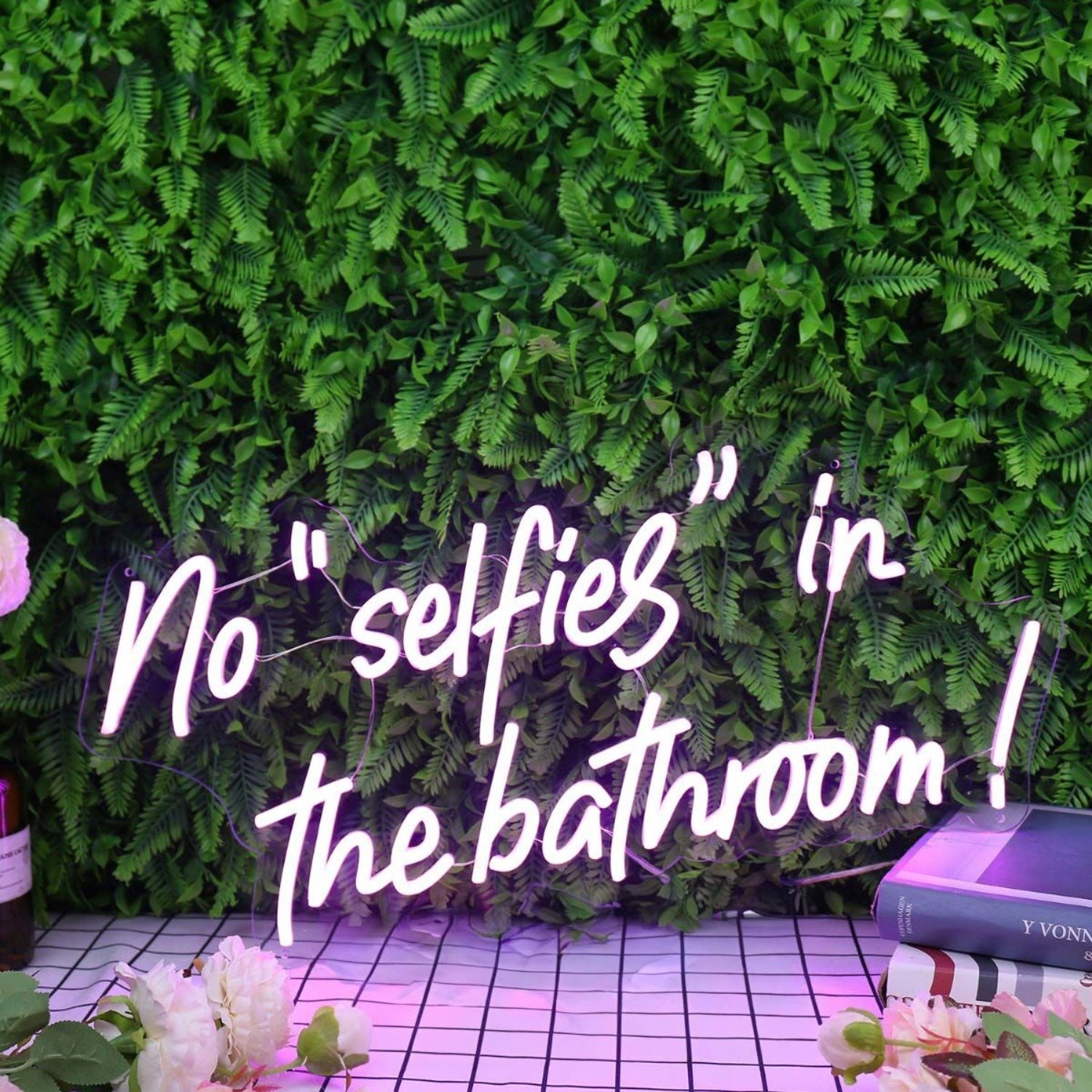 No Selfies In The Bathroom Purple Led Neon Sign - Shineneon