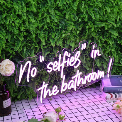 No Selfies In The Bathroom Purple Led Neon Sign - Shineneon