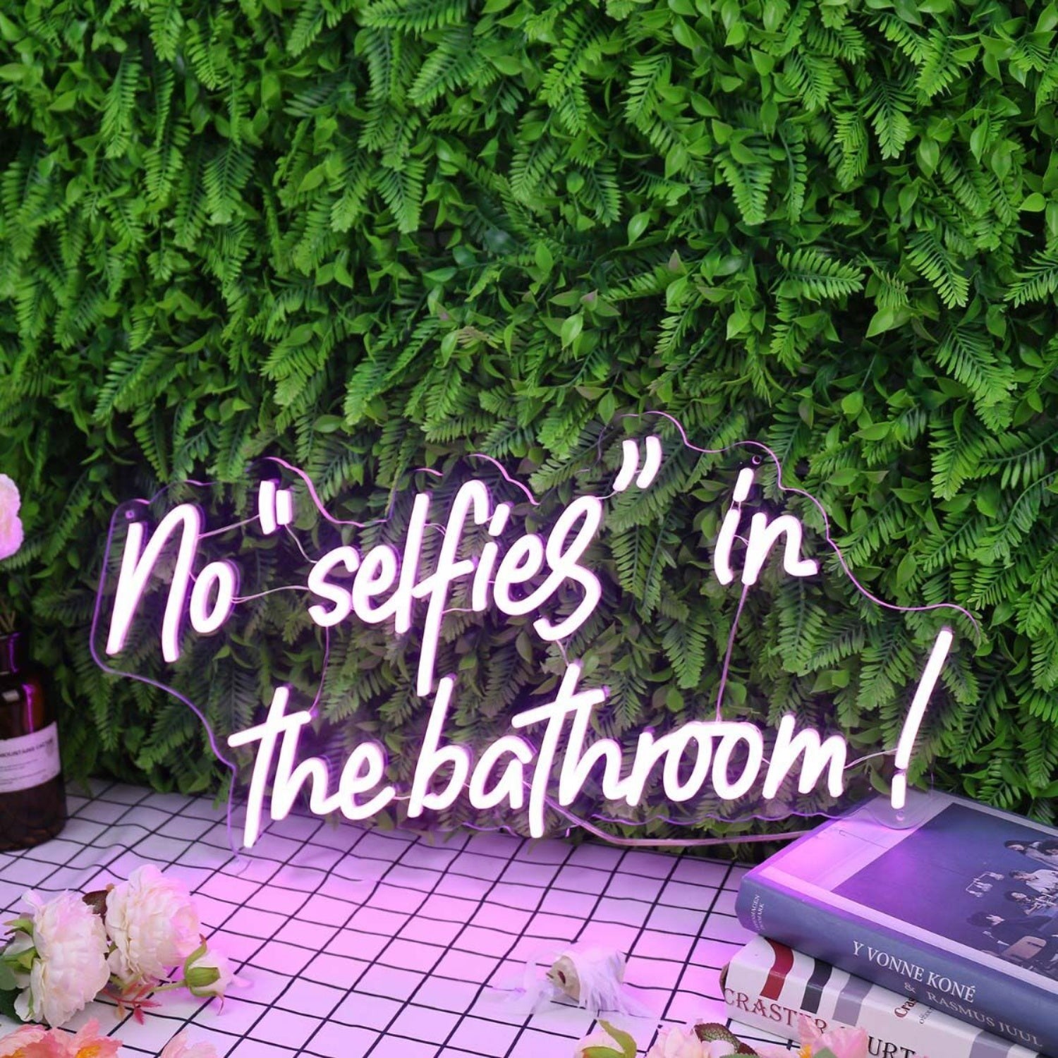 No Selfies In The Bathroom Purple Led Neon Sign - Shineneon