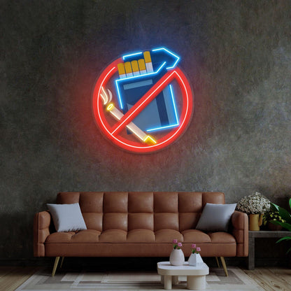 No Smoking Symbol Multicolor Uv Printed Led Neon Sign For Indoor Public Spaces | Shineneon